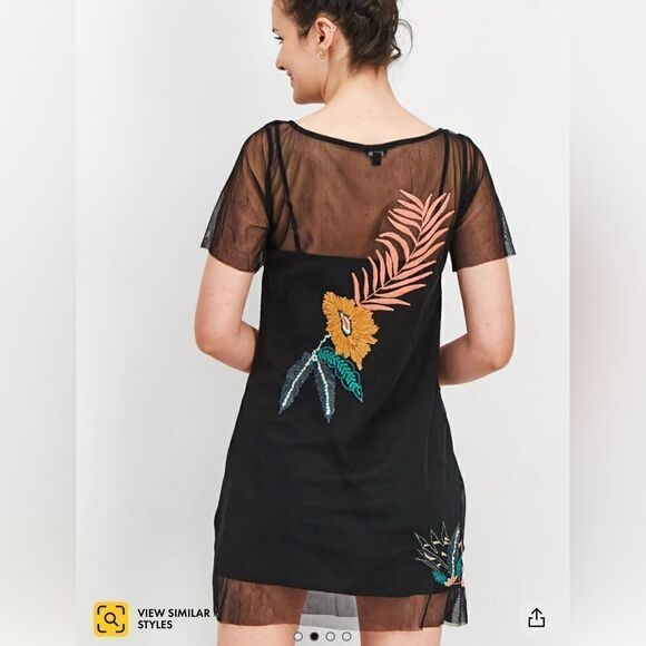 GUESS Floral Embroidered Jimena Tropic Mesh Dress - Picture 3 of 11